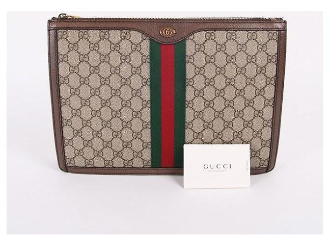 Gucci Clutch Portfolio Ophidia Marrone - vista 3
