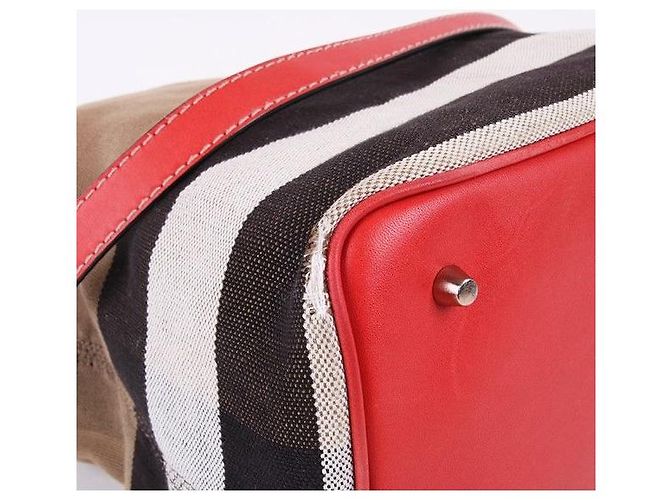 Burberry Borsa a spalla in tela a quadri rossi Ashby Marrone - vista 5