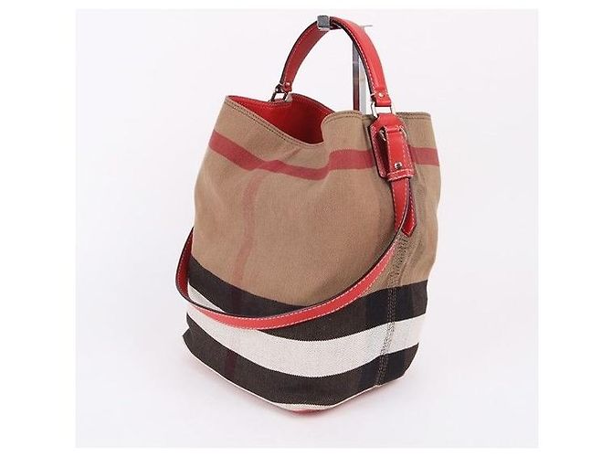 Burberry Borsa a spalla in tela a quadri rossi Ashby Marrone - vista 8