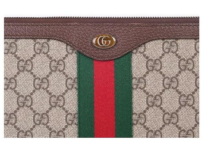Gucci GG Supreme Ophidia Portfolio Clutch Bag Marrone - vista 2