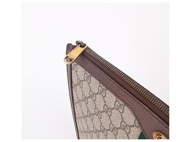 Gucci GG Supreme Ophidia Portfolio Clutch Bag Marrone - vista 5