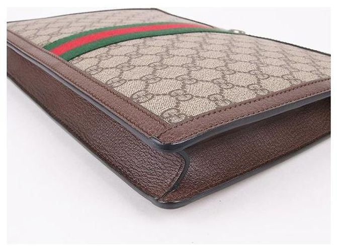 Gucci GG Supreme Ophidia Portfolio Clutch Bag Marrone - vista 7