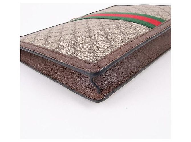 Gucci GG Supreme Ophidia Portfolio Clutch Bag Marrone - vista 9