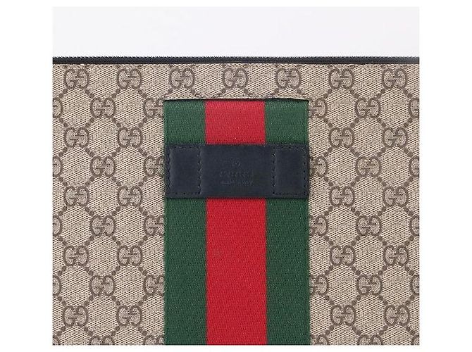Gucci Pochette GG Supreme Stripe Marron - vue 3