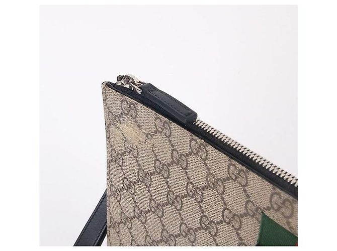 Gucci Pochette GG Supreme Stripe Marron - vue 4