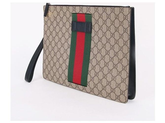 Gucci Pochette GG Supreme Stripe Marron - vue 5