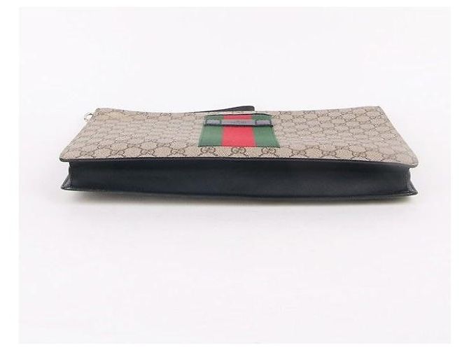 Gucci Pochette GG Supreme Stripe Marron - vue 7