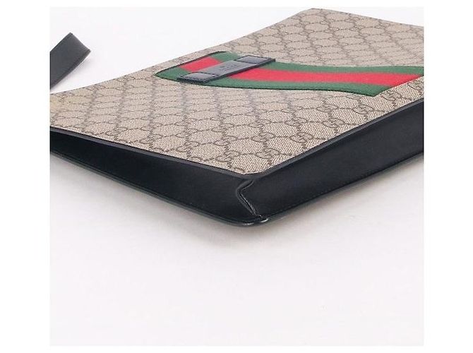 Gucci Pochette GG Supreme Stripe Marron - vue 9
