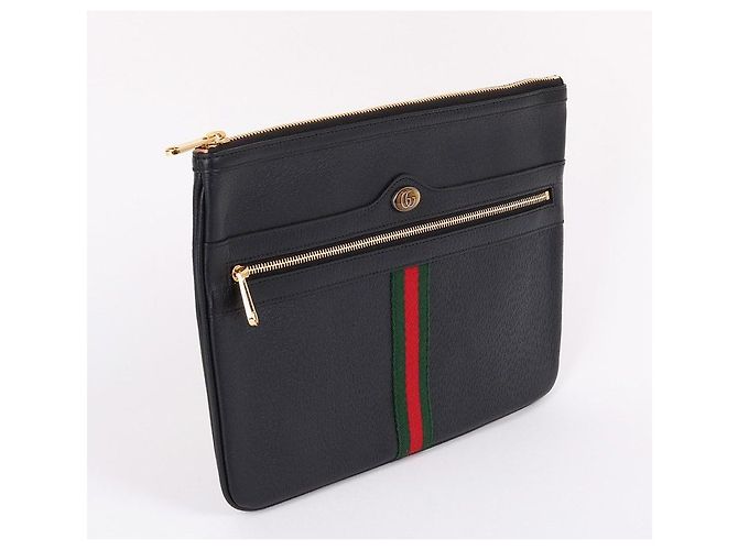 Gucci Clutch in pelle nera Ophidia Nero - vista 3