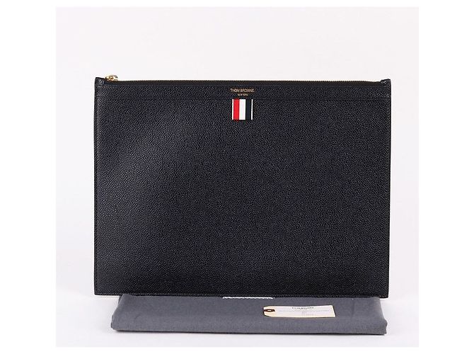 Thom Browne Grande borsa a mano in pelle nera Nero - vista 10