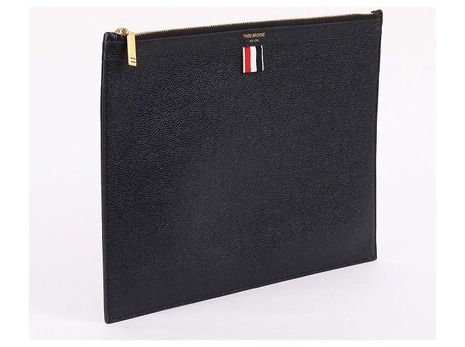Thom Browne Grande borsa a mano in pelle nera Nero - vista 3