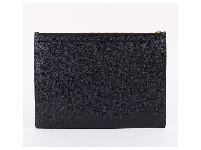 Thom Browne Grande borsa a mano in pelle nera Nero - vista 9