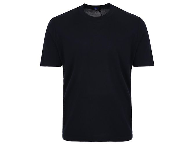 Kiton Navy Wollstrick T-Shirt Blau - Ansicht 2