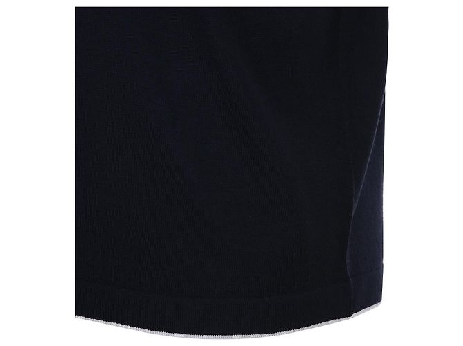 Kiton Navy Wollstrick T-Shirt Blau - Ansicht 5