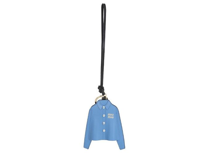 Miu Miu Portachiavi in pelle blu Charm - vista 2