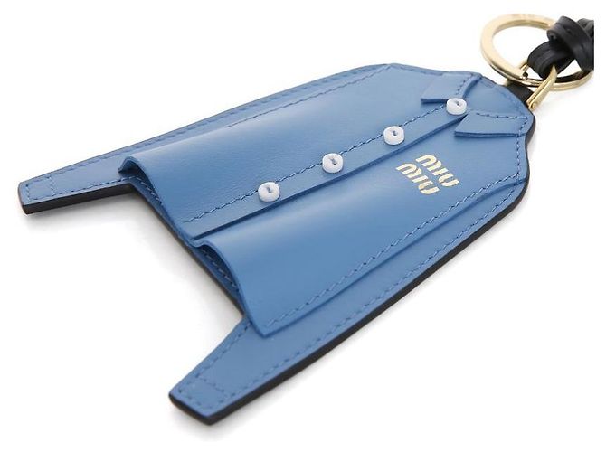 Miu Miu Portachiavi in pelle blu Charm - vista 4