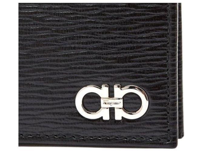 Salvatore Ferragamo NERO Double Gancini Wallet Silver Black - view 4