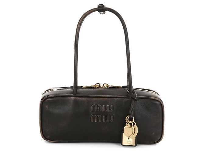 Miu Miu Piccola borsa a spalla in pelle nappa rinforzata Nero - vista 2