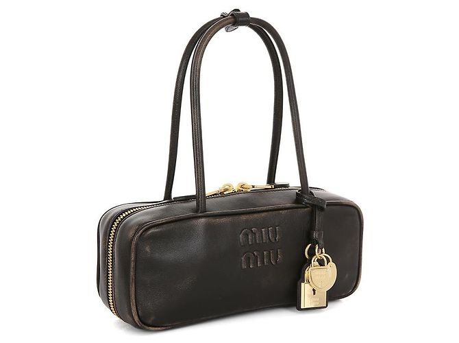 Miu Miu Piccola borsa a spalla in pelle nappa rinforzata Nero - vista 3