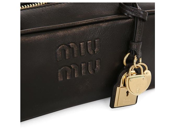 Miu Miu Piccola borsa a spalla in pelle nappa rinforzata Nero - vista 6