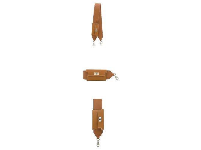 Hermès Kelly Pocket Rucksack aus Kamel mit silberner Prägung Braun - Ansicht 2