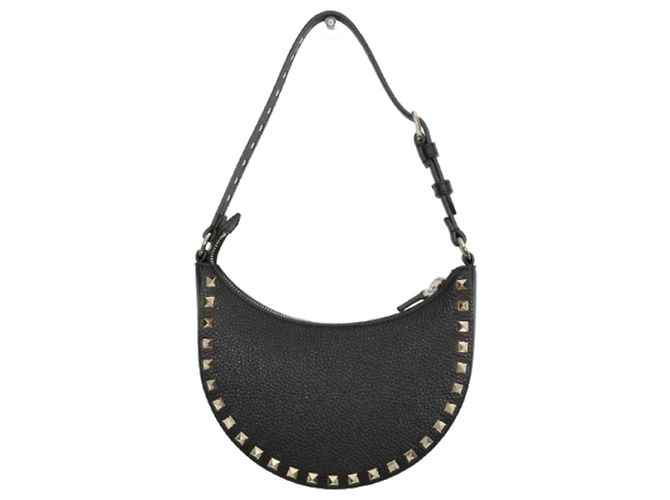 Valentino Borsa hobo mini Lockstud in pelle granulata Nero - vista 2