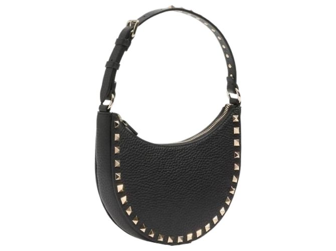 Valentino Borsa hobo mini Lockstud in pelle granulata Nero - vista 3