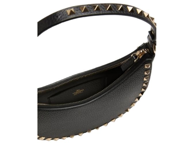 Valentino Borsa hobo mini Lockstud in pelle granulata Nero - vista 4