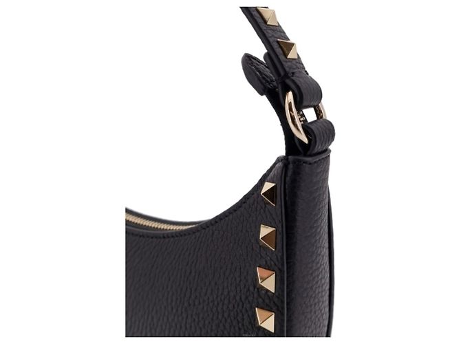 Valentino Borsa hobo mini Lockstud in pelle granulata Nero - vista 6