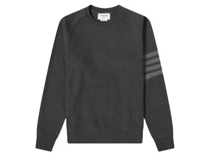 Thom Browne Bar Stripe Waffle Raglan Sweatshirt - view 5