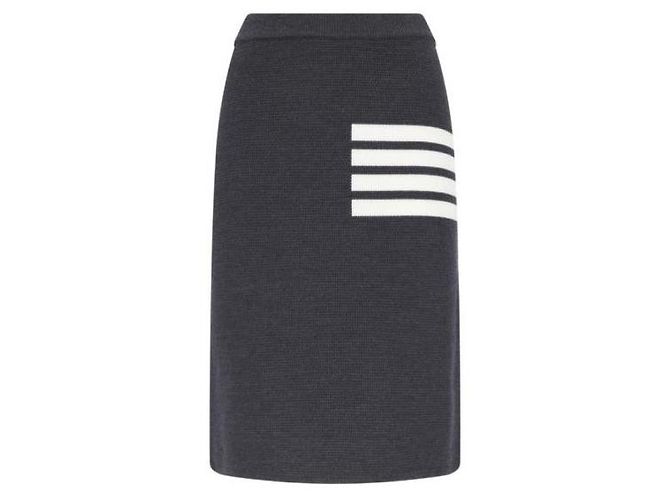 Thom Browne Falda lápiz de lana merino Castaño - vista 4
