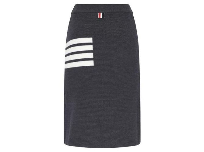Thom Browne Falda lápiz de lana merino Castaño - vista 5