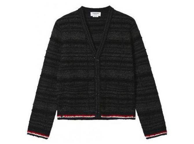 Thom Browne Merinowoll-Pullover mit Rundhalsausschnitt und Tartan-Jacquard-Einlage Schwarz - Ansicht 4