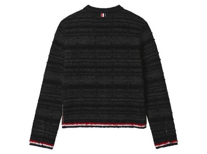 Thom Browne Merinowoll-Pullover mit Rundhalsausschnitt und Tartan-Jacquard-Einlage Schwarz - Ansicht 5