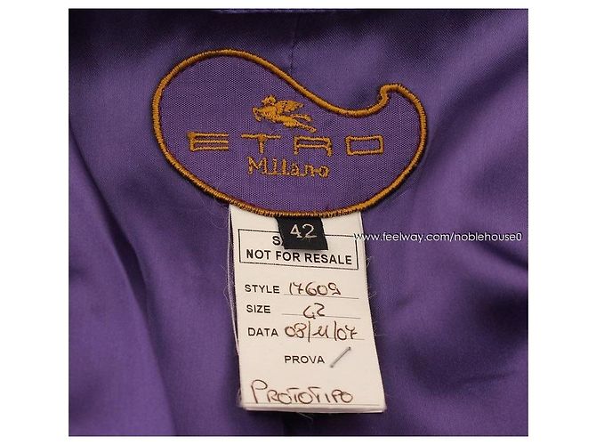 Etro Schwarzes graues Samt besticktes Kleid Wollmantel Braun - Ansicht 6