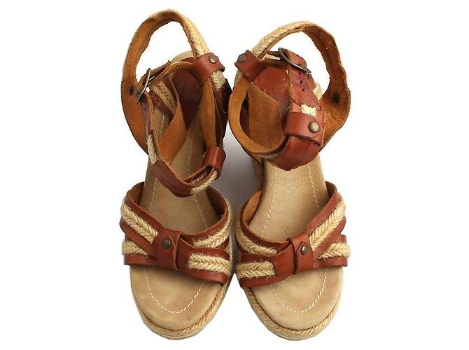 Isabel Marant Sandali con zeppa in rafia Multicolore - vista 2