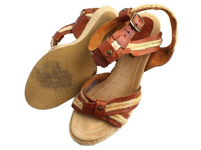 Isabel Marant Sandali con zeppa in rafia Multicolore - vista 4