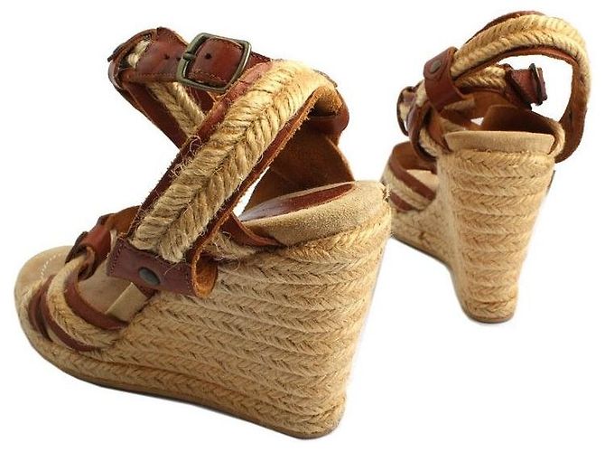 Isabel Marant Sandali con zeppa in rafia Multicolore - vista 5