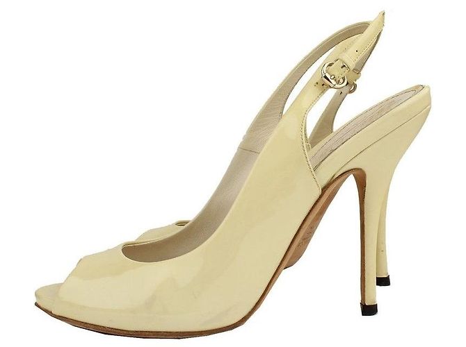 Gucci Slingback em verniz creme Dourado - vista 3