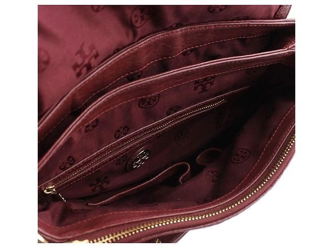Tory Burch Burgundy Embossed Flap Shoulder Card Wallet Set Red - view 4