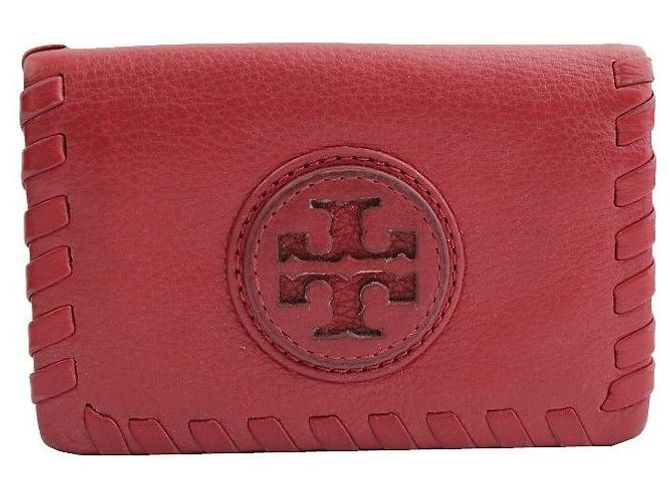 Tory Burch Burgundy Embossed Flap Shoulder Card Wallet Set Red - view 5