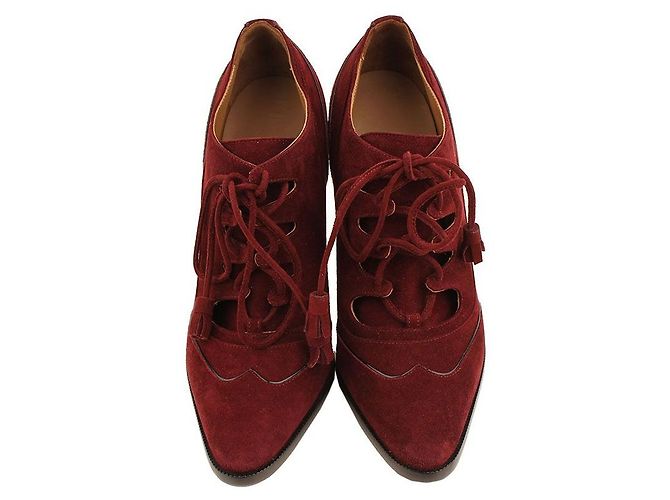 Hermès Botines de ante burdeos con cordones Negro - vista 2