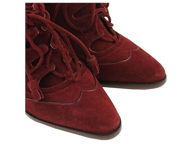 Hermès Botines de ante burdeos con cordones Negro - vista 6
