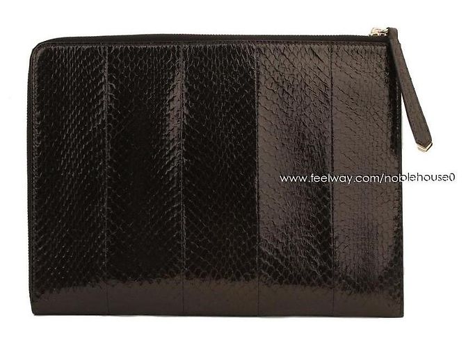 Fendi Bolso Clutch Monstruo Bagbug de Python Real Negro Mostaza - vista 3