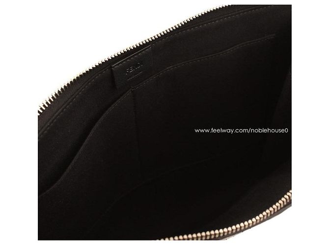 Fendi Bolso Clutch Monstruo Bagbug de Python Real Negro Mostaza - vista 6