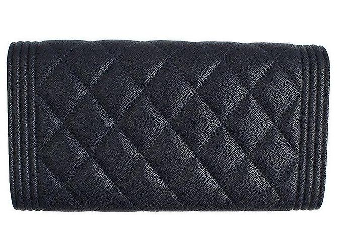 Boy Chanel Cartera Larga de Caviar Suave Azul Marino Plata Serie Negro - vista 2
