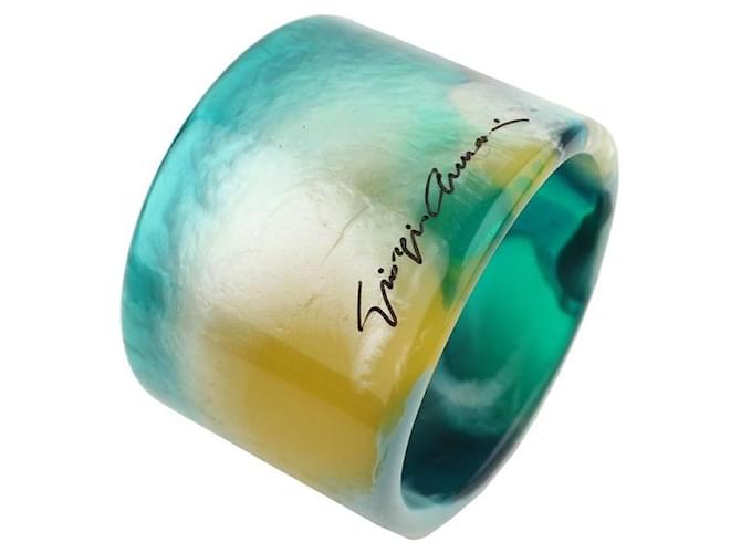 Bracciale bangle logo nero multicolore Armani Green Blu - vista 2