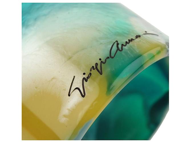 Bracciale bangle logo nero multicolore Armani Green Blu - vista 4