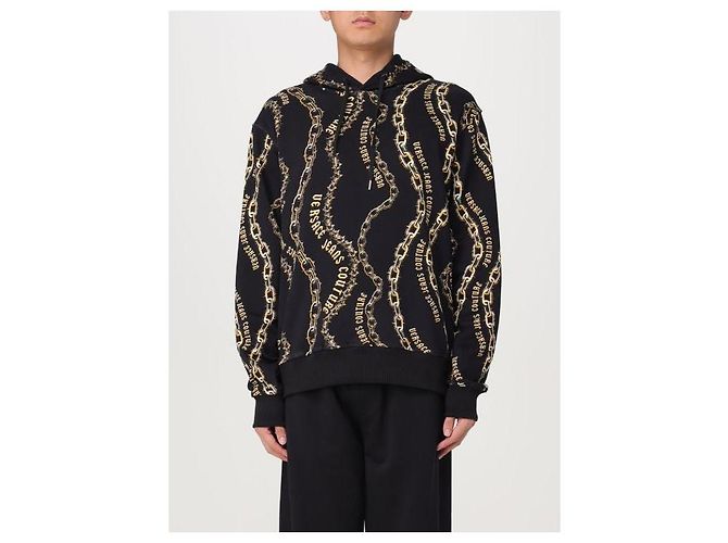Versace Sudadera con capucha con estampado de cadena integral Negro - vista 4