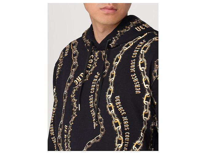 Versace Sudadera con capucha con estampado de cadena integral Negro - vista 6